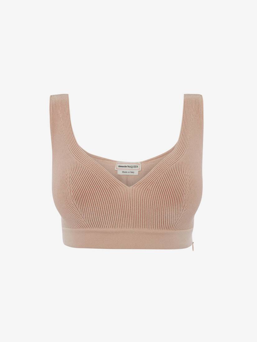 Tops Alexander McQueen Engineered Knit Bra Mujer - Rosas - Mexico 387-QXNWOT